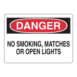 Brady Danger No Smoking <b>Matches</b> or Open Lights Safety Sign for Industrial and Laboratory Areas - Product Image 1