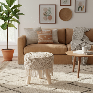 Puf Otomano Redondo Hecho a Mano, Moderno, de Lujo, para Interiores, para Sala de Estar, Mueble para el Hogar, Reposapiés para Dormitorio - Product Image 6