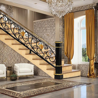 Barandilla de Escalera Moderna de Hierro Forjado, Pasamanos Decorativo para Escaleras, Balaustrada de Hierro Forjado Personalizada para Uso en Interiores y Exteriores