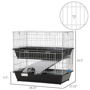 Jaula para mascotas de 2 niveles con rampa para platos y botellas, 2 puertas para hurones y ratones - Product Image 3
