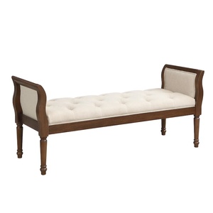 Taburete Otomano de Madera de Caoba Sólida y Duradera Java Furni Craft con Tapicería de Tela, Diseño Tradicional Estilo Hospitalario para Uso en Interiores - Product Image 1