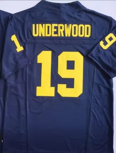 2026 Ingrosso per College 2 Blake Corum 9 J.J. McCarthy F.<span class=keywords><strong>U</strong></span>.<span class=keywords><strong>S</strong></span>.E. Maglie da Calcio Corte con Cuciture Blu <span class=keywords><strong>Navy</strong></span> Edizione Limitata per Giocatori - Product Image 2
