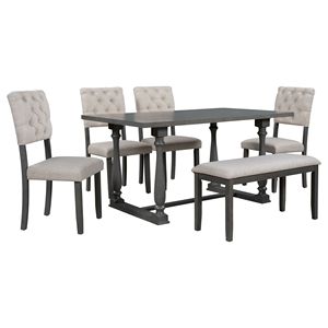 Set da Pranzo a 6 Pezzi con Forme Speciali, Sedute e Schienali Rivestiti in Schiuma, Design Unico delle Gambe, Include Tavolo e Sedie - Product Image 5