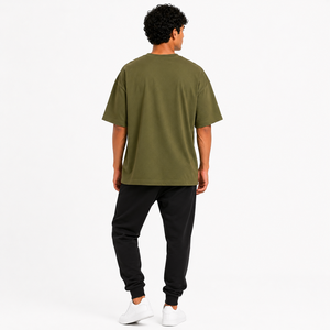 T-shirt Homme Oversize Col Rond Manches Courtes 100% Coton Jersey Impression Numérique Écologique Logo Avant Épaule Renforcée - Product Image 4