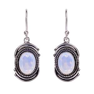 Pendientes de Plata de Ley 925 con Ópalo Lechoso, Joyería con Piedras Preciosas, Pendientes para Mujer, Joyería Fina, Pendientes Colgantes - Product Image 1