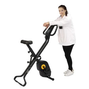 Vélo d'exercice pliable noir pour la maison avec écran LCD, vélo de spinning à air pour le fitness, transmission électrique par chaîne, matériau en acier, kit d'accessoires - Product Image 6