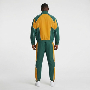Conjunto de chándal de estilo urbano con bloques de color personalizados para hombre, chaqueta con cremallera y pantalones jogger, fabricante de marca privada - Product Image 4