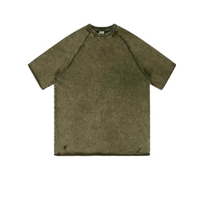 เสื้อยืดผู้ชายฟอกสีกรดผ้าฝ้าย100% เสื้อผ้าแฟชั่นใหม่สำหรับฤดูร้อนแบบปักลายบริการ OEM - Product Image 1