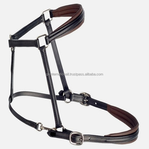 Halter de caballo de cuero acolchado marrón hecho a mano clásico con costuras de borde fuerte y herrajes de latón ajustables de alta resistencia - Product Image 5