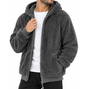 <b>Men</b> Women Warm <b>Sherpa</b> <b>Fleece</b> Hoodie Custom Soft Plush Winter Zipper Hooded Sweatshirt Casual Streetwear Private Labels Factory - Product Image 1