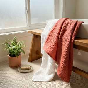 Green Cotton Waffle Weave <b>Bath</b> Towel Set Eco-Friendly Absorbent Soft Texture Bathroom Linen Custom Design <b>Bath</b> And Gym Towels - Product Image 6