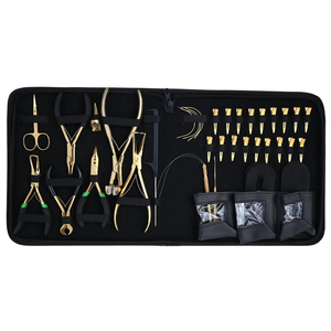 Complete Hair Extension Styling <b>Tool</b> Set With Hair Sectioning Clips Pulling Needle Pliers Comb and Storage Organizer Pouch - Product Image 1