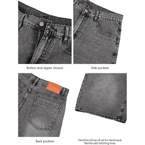 Pantalones Cortos de Mezclilla Gris Oscuro para Hombre, de Primera Calidad, Corte Recto, Cintura Media, Estilo Casual de Verano, Tela de Algodón Lavada, OEM ODM - Product Image 4