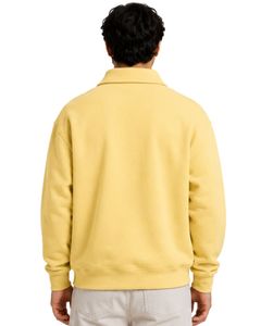 Sweat-shirt à col zippé oversize pour homme, jaune clair, en molleton à manches longues, style streetwear décontracté, personnalisé, en coton épais - Product Image 2
