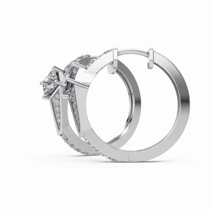 Boucles d'oreilles en diamant taille princesse en or blanc avec diamants certifiés GIA pour mariage féminin, provenant d'un fournisseur indien - Product Image 3