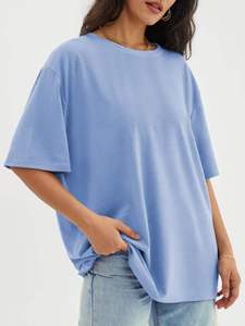 Womens Oversized T Shirt Short Sleeve Solid Color Loose Fit Casual Streetwear Soft Breathable Summer Comfortable Tee - Product Image 6