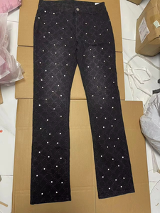 Fabricante de Jeans al por Mayor, Jeans Cargo de Estilo Urbano para Hombre, Jeans Rectos Apilados, Pantalones de Mezclilla para Hombre, Jeans con Adornos de Diamantes para Hombre - Product Image 5