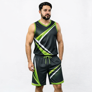Men's Geometric Print Tank Top And Shorts <b>Set</b> V-Neck Quick Dry <b>Knitted</b> Polyester Sporty Summer Outfit - Product Image 1