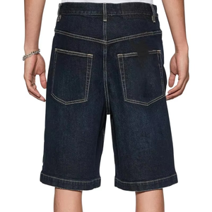 Mens Raw Indigo Denim Jorts Baggy Fit Heavyweight Cotton Long Length Bermuda <b>Shorts</b> Vintage Streetwear Style - Product Image 2