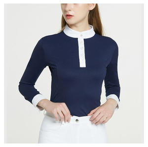 Camiseta de equitación transpirable de malla blanca para mujer, capa base para montar a caballo, camiseta de polo para competición, tops para espectáculos ecuestres - Product Image 6