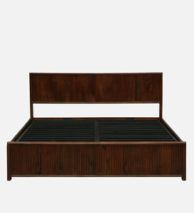 Cama tamaño queen de madera maciza de mango con acabado en caoba y almacenamiento hidráulico - Product Image 2
