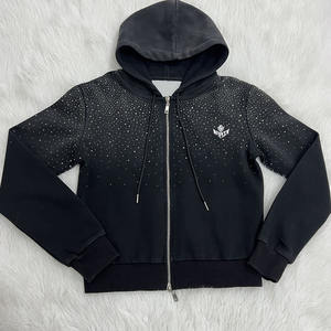 Men Customise Rhinestone <b>Hoodie</b> Jogger Set Custom Zip Up Tracksuit Cotton Fleece Streetwear OEM ODM Wholesale - Product Image 3