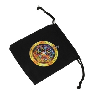 Cubo de Chakra ecológico personalizado, bolsa de algodón negro Metatron, bolsa con cordón con símbolos curativos, regalo impreso para amantes de las manualidades - Product Image 6