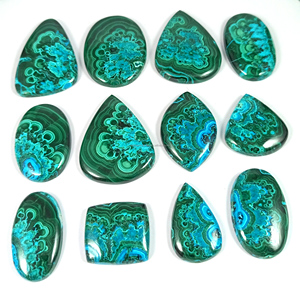 Chrysocolle Malachite, pierres précieuses naturelles, formes variées, bleu-vert, cabochons de haute qualité, vente en gros, bijoux en argent sur mesure - Product Image 1