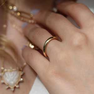 Classic Dome Wedding Band <b>Ring</b> <b>Plain</b> High Polish Custom 14K 18K Solid Gold 2mm 3mm Unisex Stacking Comfort Fit Factory Wholesale - Product Image 5