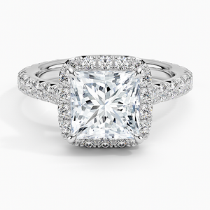 แหวน BOJ รุ่น 070 ทรงปรินเซสคัท เงินแท้ 925 ประดับเพชร Estelle Halo Solitaire น้ำหนัก 2 กะรัต สี D ความสะอาด VVS1 มอยส์ซาไนต์ รับรองโดย GRA ราคาประหยัด - Product Image 1