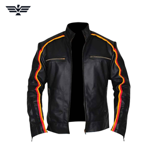 Chaqueta de Motociclista Bomber de Cuero Genuino Negro para Hombre, Marca EMPIRE TREND WEARS, Ecológica, con Cuello Alto y Cierre de Cremallera - Product Image 4