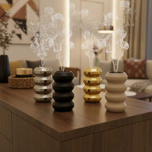 Moderno Juego de Quemadores de Incienso en Plata, Negro, Dorado y Beige para Aromaterapia, Porta Fragancias Decorativo para el Hogar, Quemador de Bakhoor - Product Image 1