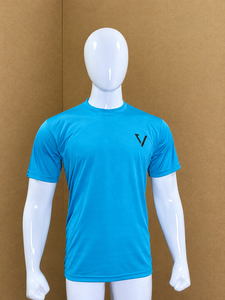 เสื้อยืดโอเวอร์ไซส์สีน้ำเงินสำหรับผู้ชาย ผ้าฝ้าย 100% ระบายอากาศได้ดี แห้งเร็ว สวมใส่สบาย ทรงหลวม แขนสั้น คอกลม รับสกรีนโลโก้ - Product Image 1