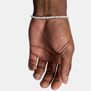 สร้อยข้อมือเทนนิสแบบเบา 3 มม. สำหรับผู้ชาย เงินแท้ 925 ประดับเพชรโมอิสซาไนต์ VVS หรูหรา - Product Image 2