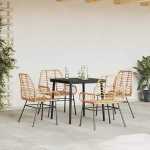 Conjunto de Comedor de Jardín de 4 Plazas en Ratán PE Marrón, Mesa y Sillas Elegantes para una Experiencia de Comedor al Aire Libre Confortable - Product Image 3