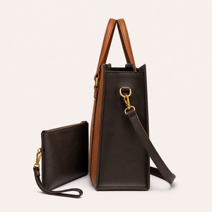 Sac fourre-tout en cuir véritable de style premium, style vintage, deux poignées, fermeture à glissière, design antivol, utilisation quotidienne, porté épaule - Product Image 4