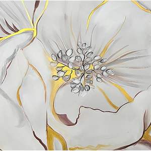 Inicio Perspectiva de pétalos dorados Pintura al óleo 48 \ "H X 48 \" W Flores pintadas a mano - Product Image 5