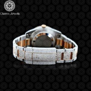Reloj de Lujo Charm_Jewells para Mujer, Acero Inoxidable, Esfera Redonda de 40 mm, Cristal de Zafiro, Cuarzo Analógico, Diseño Hueco a la Moda - Product Image 2