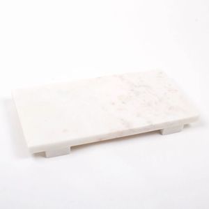 Plateau rectangulaire profond en pierre naturelle marron, style marbre beige, très tendance, pour rangement décoratif et organisation multi-usages. - Product Image 2