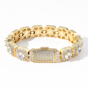 Bracelet en diamant moissanite de qualité supérieure avec design à maillons cubains réglables, disponible à prix d'exportation depuis l'Inde - Product Image 2