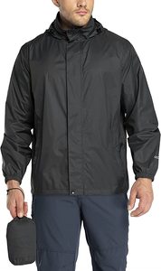 Men's Hooded Waterproof Lightweight Outdoor Rain <b>Jacket</b> Regular Fit Solid Color Polyester Spring Hiking <b>Jacket</b> - Product Image 6