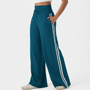 Nouveau pantalon palazzo décontracté pour femme, taille haute, à cordon de serrage, jambe large, taille élastique, infroissable, style hip-hop, en toile, été 2025 - Product Image 6