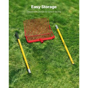 Forca per Letame Resistente a 61 Denti con Manico Angolato in Fibra di Vetro da 18 Pollici, Rastrello Lungo per Letame di Cavallo con 18 Denti Angolati - Product Image 4