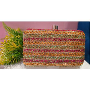 Bolso de noche de diseño moderno para mujer, monedero de mano de Rosario DE BODA bordado, Metal de moda para ocasiones especiales, patrón cuadrado - Product Image 2