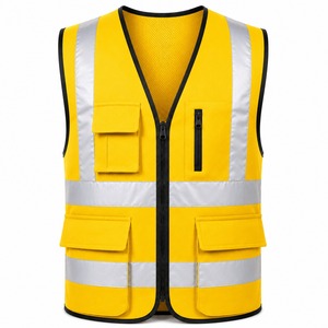 Trending Multi Pocket Reflective Safety Vest Yellow Color Zipper Front Breathable <b>Mesh</b> Fabric Site Supervisor Uniform Wholesale - Product Image 2