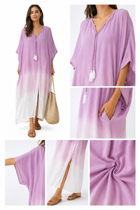 Vestido Maxi Personalizado OEM para Mujer, Estilo Bohemio, Tie Dye, Cuello en V, Hombros Descubiertos, Largo hasta el Suelo, 100% Algodón, Corte Holgado, para Todas las Temporadas - Product Image 2