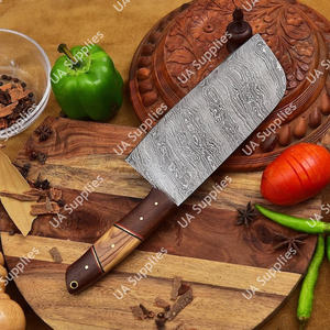 Couteau de Chef Ambidextre en Acier Damas Forgé à la Main, Motif Torsadé Vintage, Lame Droite Robuste pour Hacher la Viande - Product Image 2