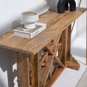 Mesa Consola de Madera Vandana Lunaris Pebble, Mueble de Acento Minimalista de Madera Sólida Moderna - Product Image 2