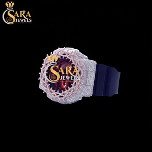 Designer Luxury Mechanical <b>Watch</b> Moissanite Diamond Half Iced <b>Rubber</b> Strap Square Stainless Steel Antique Style - Product Image 4