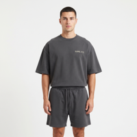 Ensemble deux pièces décontracté pour homme, t-shirt et short, tenue de sport tendance à manches courtes, vente en gros pour l'été